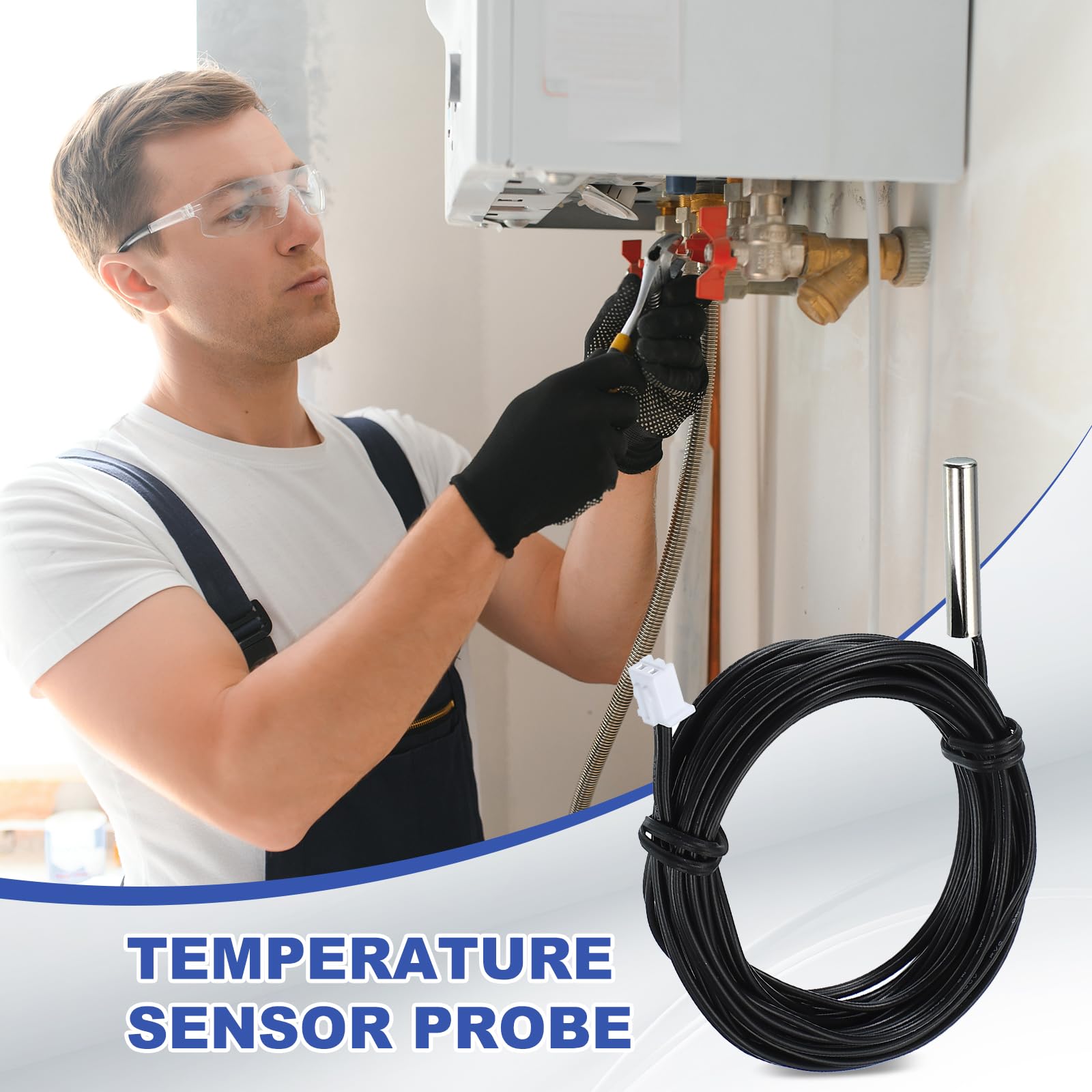 PATIKIL 10K NTC Capteur de Température, 2 Pcs 118 Pouce 1% 3740 Sonde de Température en Cuivre Étanche Numérique Transmetteur de Température Extension pour Climatiseur Réfrigérateur