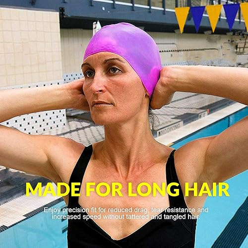 Miniatura 5 de GoodByeReality! Gorro de natación largo para mujer, gorro de natación extra grande, gorro de ducha trenzas, tejidos, extensiones de pelo, trenzas,