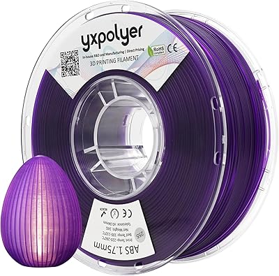 20 - YXPOLYER Clear ABS Filament 3D Printing Filament 1.75mm 1kg, Transparent Violet, Low Odor, AMS-Compatible 3D Printer Filament for Light Diff...