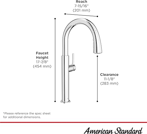 Miniatura 5 de American Standard 4803300.GN0 Studio S Grifo de cocina desplegable con rociador cepillado Cool Sunrise (oro cepillado)