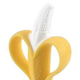 Nuby Nananubs Banana Massaging Teether - Baby Teething Toys 3 Months and Up, Silicone Teether for Sore Gums, Infant Toy, Baby Essentials, Brush, Travel Accessory, Gift for Babies (Pack of 16)