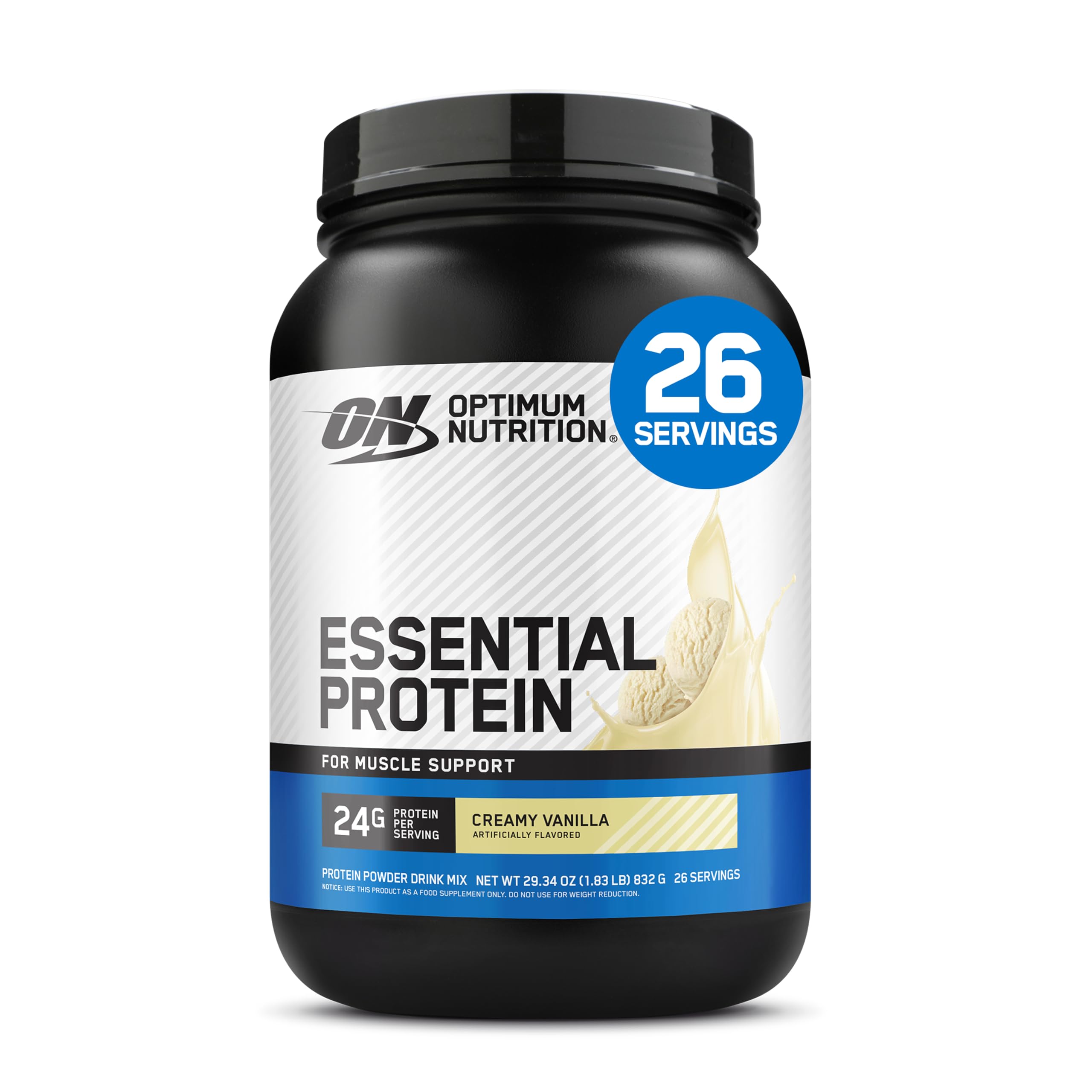 Optimum Nutrition Essential Protein Powder, Creamy Vanilla, 1.8LB