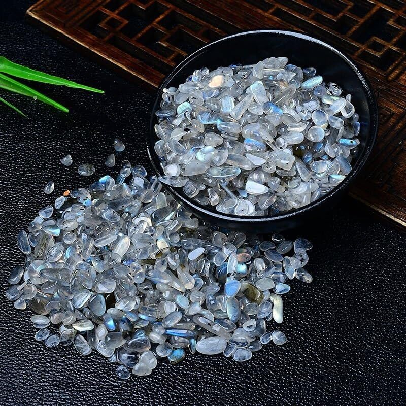 Chips de piedra lunar gris natural (100g 7-9mm)