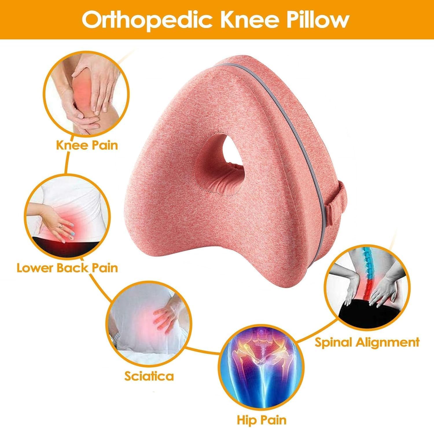 Leg Pillow for Sleeping,Dark Knee Pillow, Back Pain Relief Pillow Heart-Shaped Memory Cotton