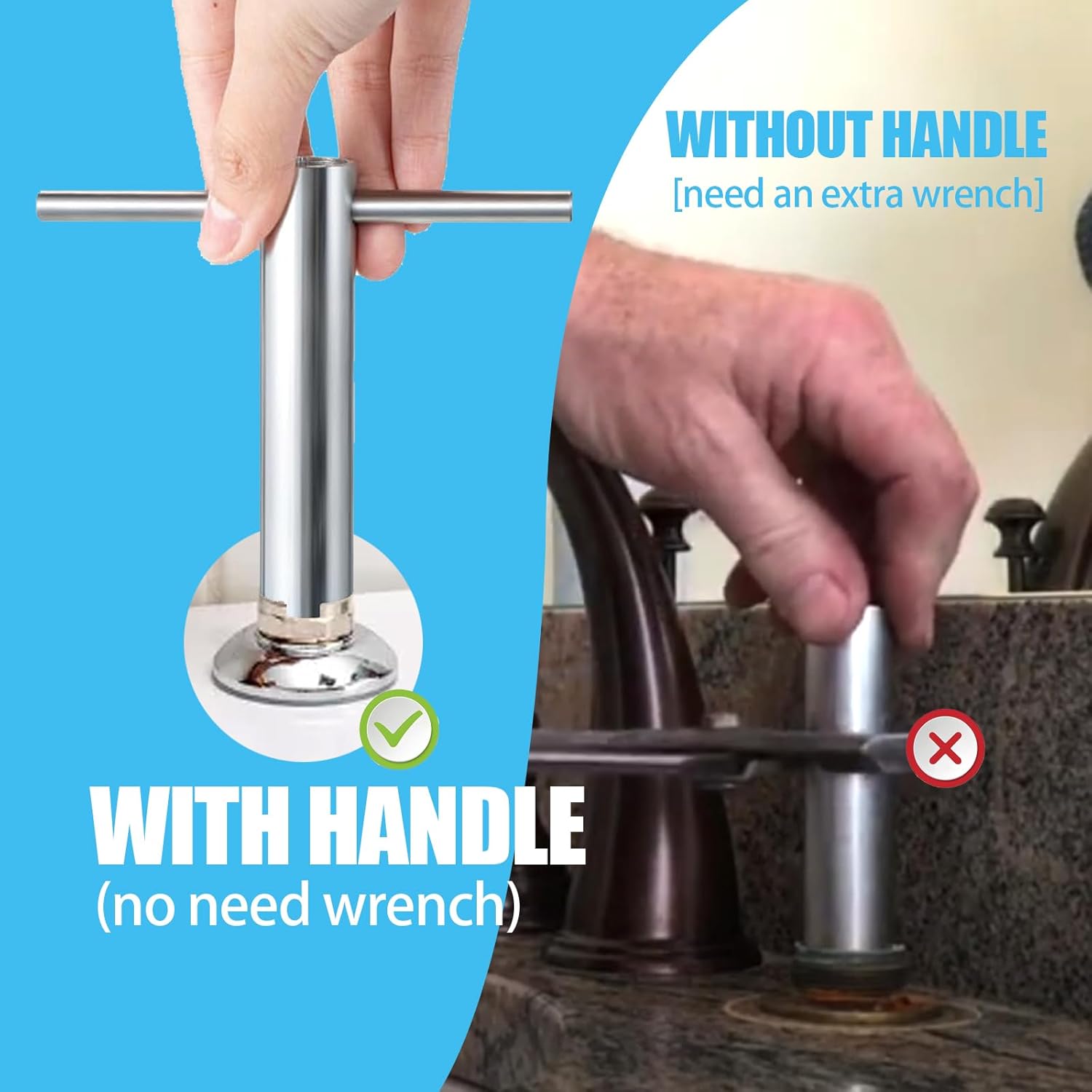 Cartridge Retainer Removal Tool with Handle fit for Moen 14272, for 1224, 1234, 1248 Faucet Bathtub Replacement Part, Easy to Push and Pull Rebuild Cartridge Puller