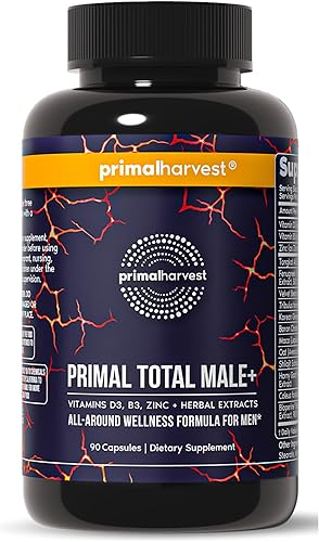 Primal Harvest Primal Total Natural Tribulus Terrestris Masculino, Fenogreco, Ginseng coreano, Maca Root Horny Goat Weed para hombres Booster, Max
