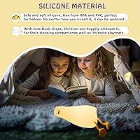 Vista 4 de Lying Flat Duck Night Light, Cute Silicone Light Up Duck, 3 Level Dimmable Nursery Nightlight, LED Duck Lamp, Rechargeable Bedside Touch Lamp for