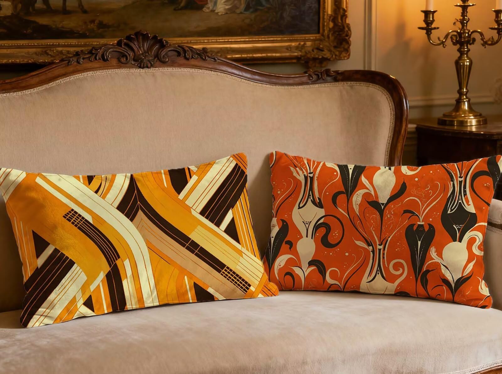 Housse de coussin pour décor maison intérieur salon lot de 2 taies d'oreiller orange 50x70