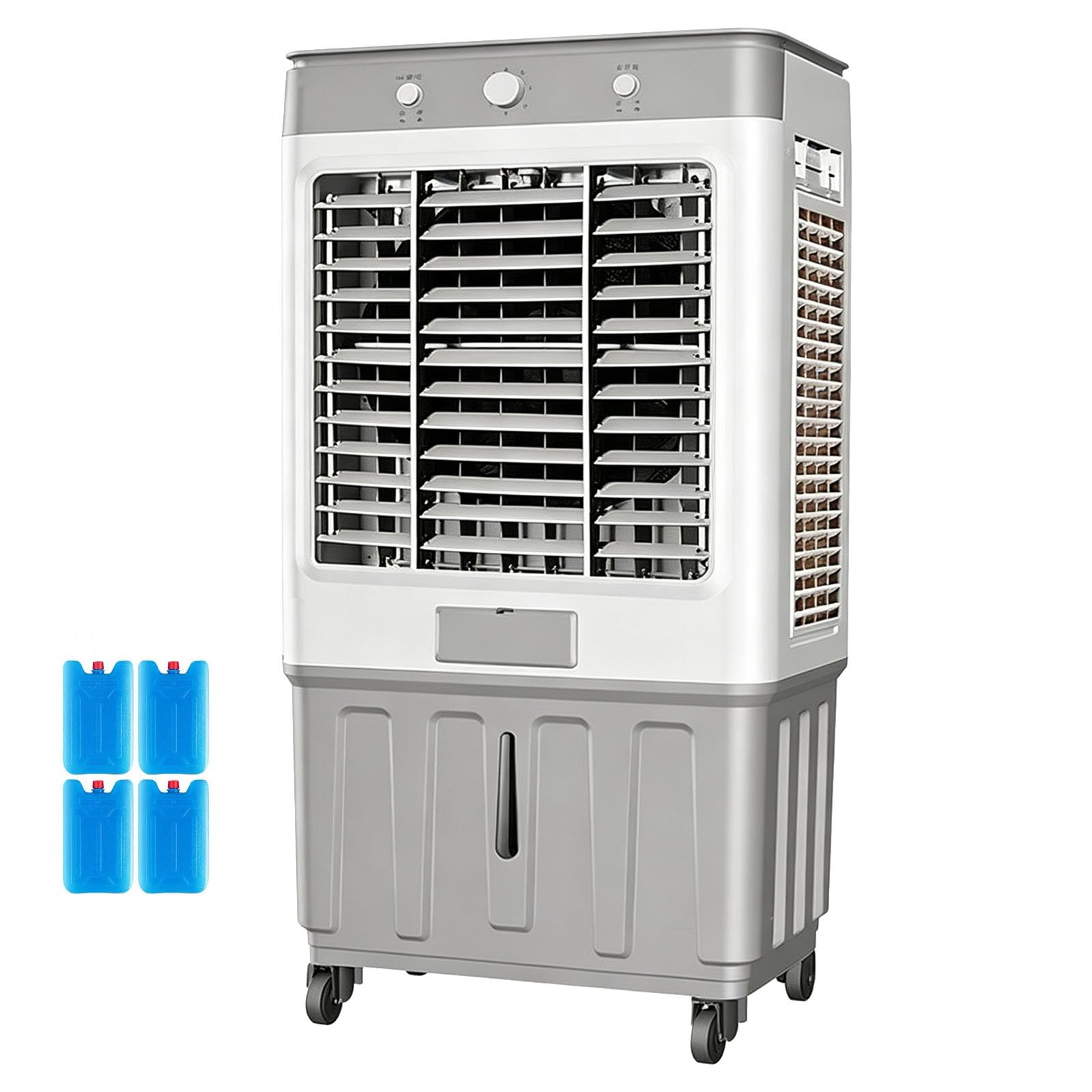 Evaporative Cooler, Swamp Cooler Air Conditioner, Knob, 22.4 Gal Tank, 4 Ice Box, 3 Speeds, 220W, for Office/Garage/Patio
