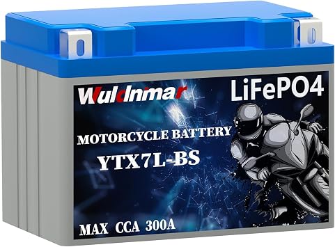 ATV Battery 12V, Lithium Motorcycle Battery, YTX7L-BS, LifePO4 12V 3Ah 300A CCA, Lithium Powersport Battery, Sportster Battery, Harley Battery for ATV, UTV, 4 Wheeler, Dirt Bike, Quad Battery