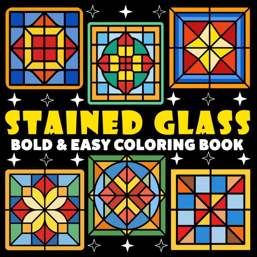 Stained Glass Mandalas Coloring Book | Bold and Easy Coloring Book: 70 Pages - 8.5" x 8.5" - For Comfy Patterns Lovers (Bold & Easy Coloring Book Series)