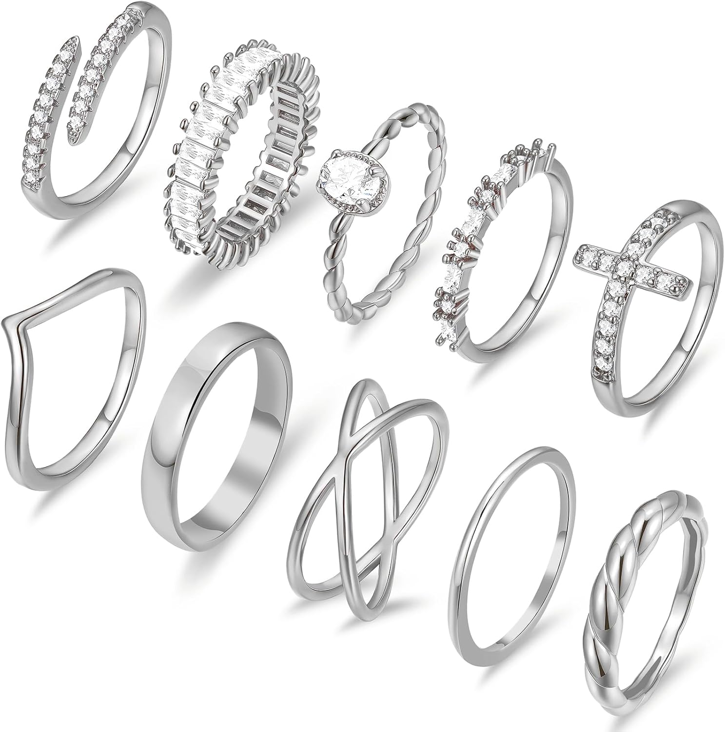 Valentines Gifts for Her 10 PCS 14K Gold Plated Rings Set for Women, Dainty Gold Knuckle Ring Non Tarnish, Simple Thumb Stacking Rings Pack Size 6/7/8/9/10