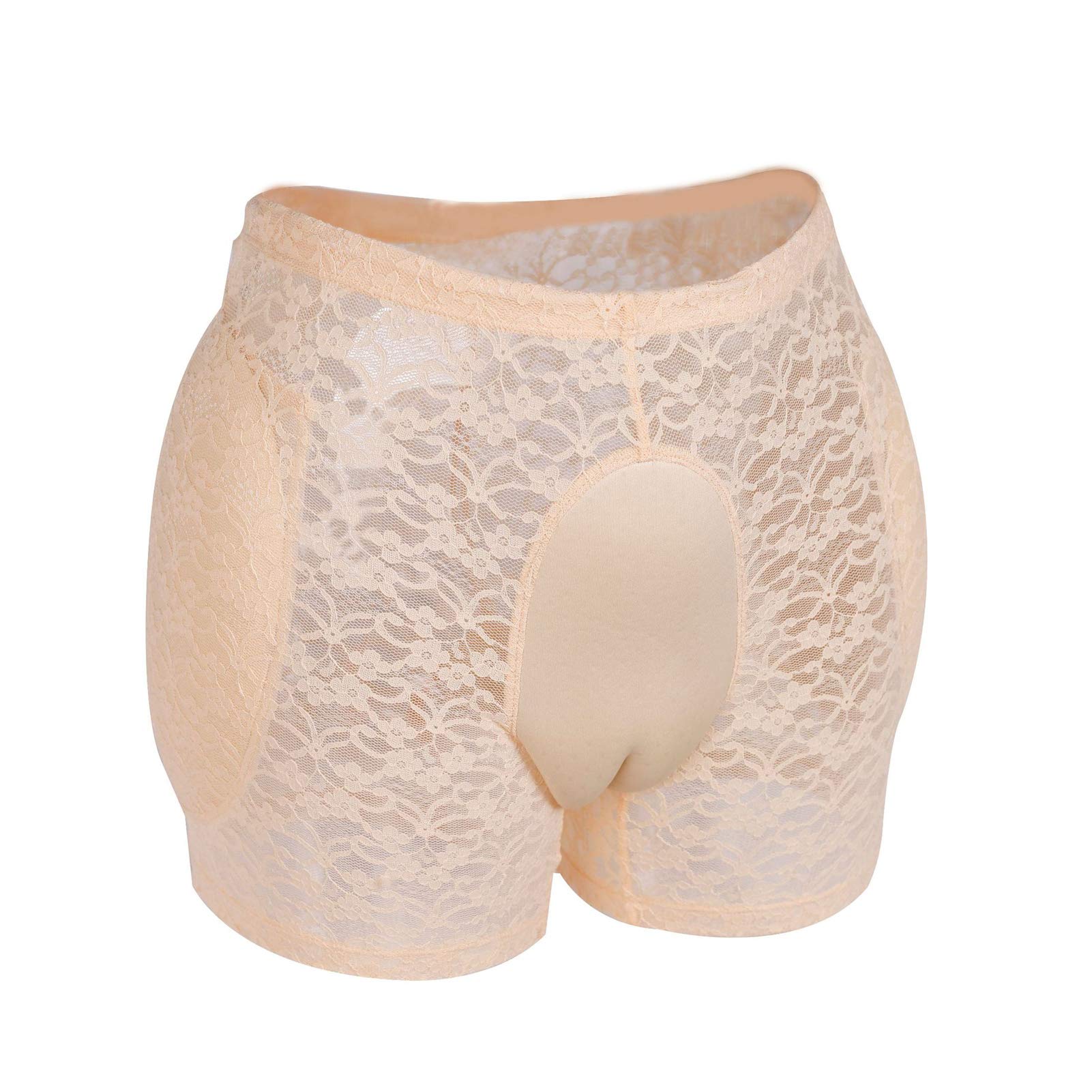 BaronHongCrossdresser Camel Toe Lace Underwear Hiding Gaff Panty With Padded Hips Enhancer