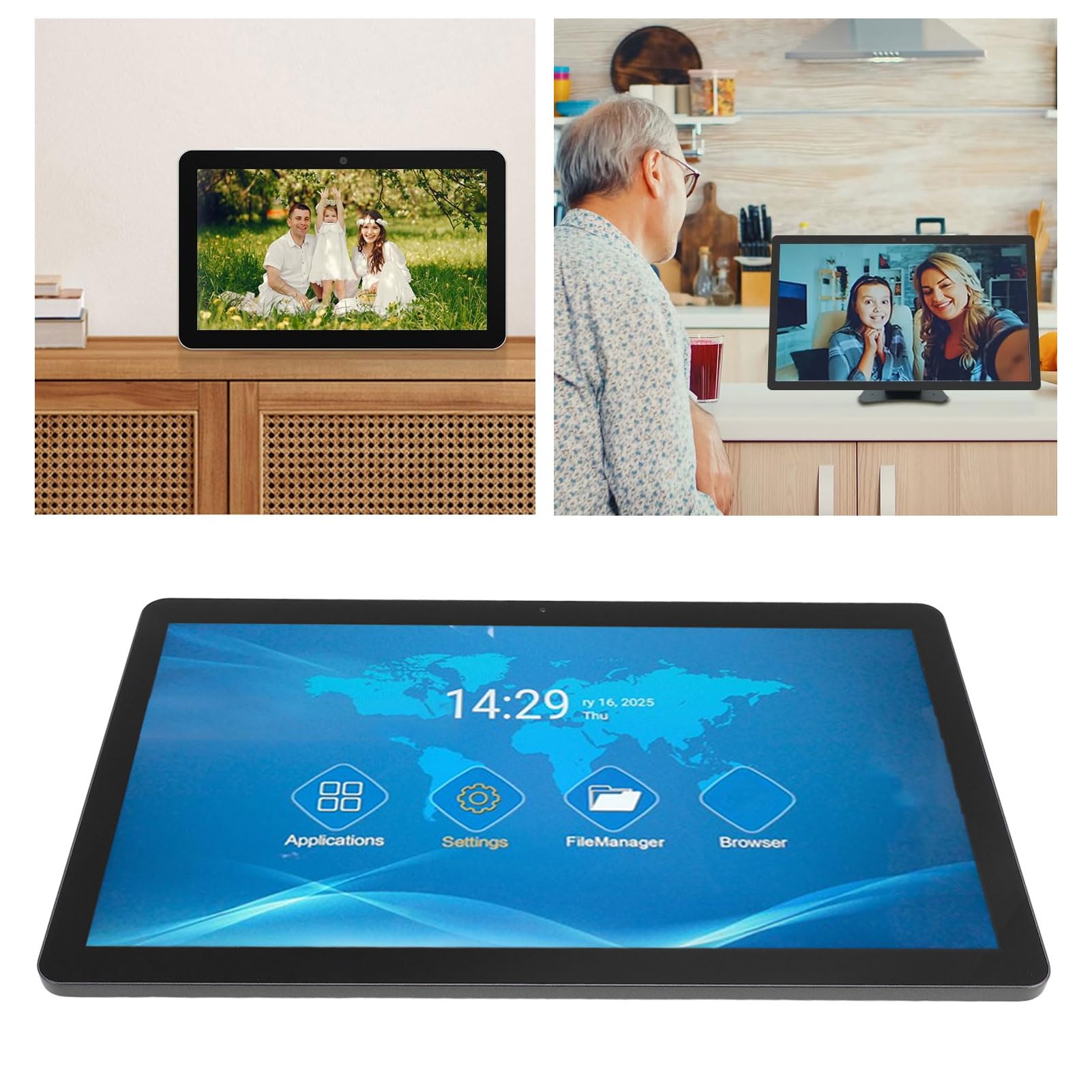 Cuifati 15,6 "Digitalkalender CHORE -Diagramm, 1920 X 1080p Full HD Touchscreen Smart Family Planer mit 5MP HD -Kamera, Digitaler Kalender für Familienpläne Anzeigen (EU-Stecker)