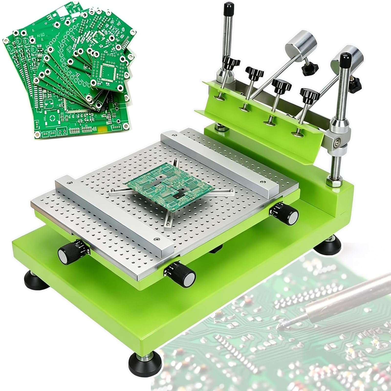 Mesa de impresión de pasta de soldadura, estación de serigrafía manual, área de impresión máxima de 400 x 300 mm, abrazadera ajustable de 140 mm para soldadura PCB y publicidad