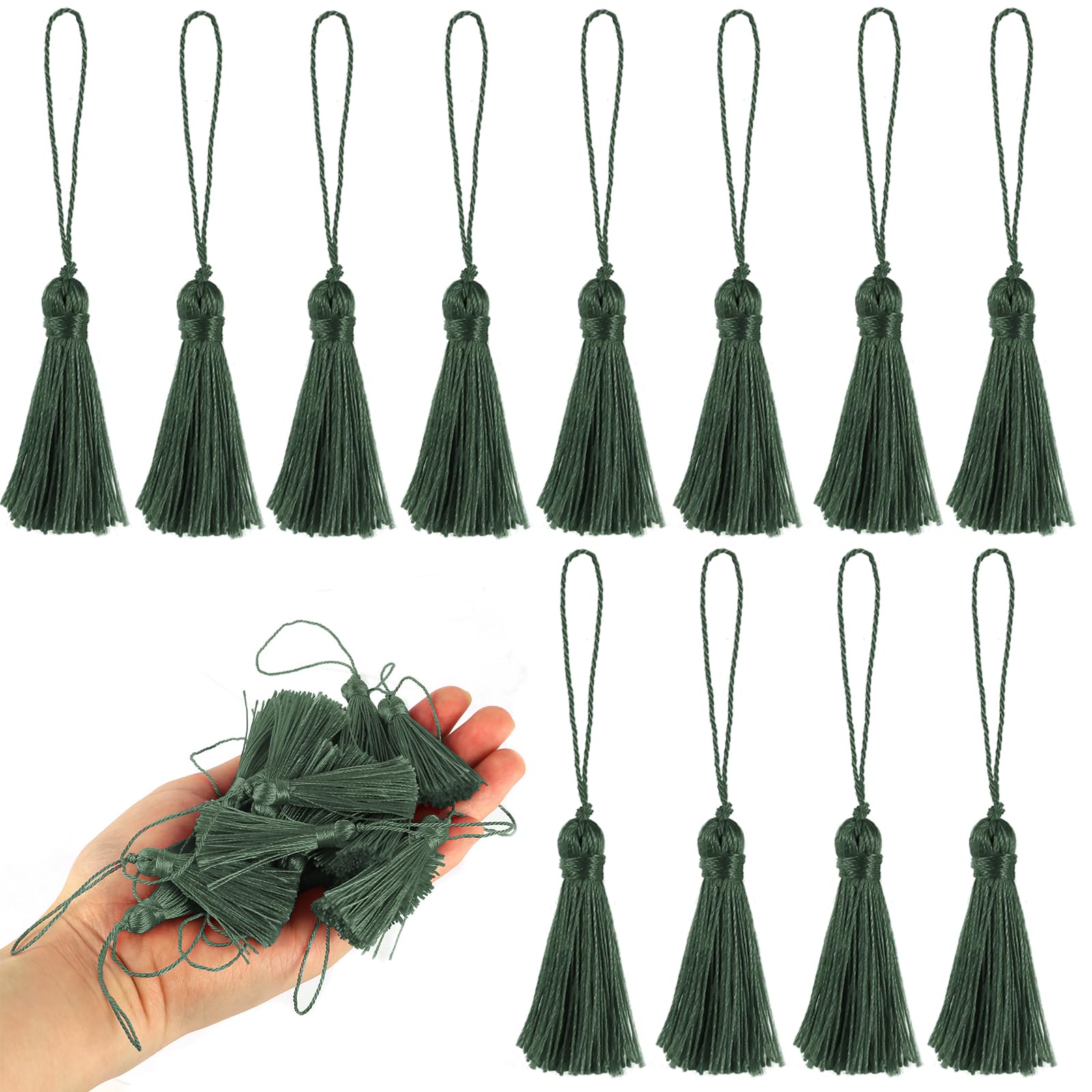 BEL AVENIR 45 Pcs Mini Bookmark Tassels 3.75inch/9.5cm Silky Handmade Keychain Tassel with 2.15inch Cord Loop,Colorful Small Tassels for Craft