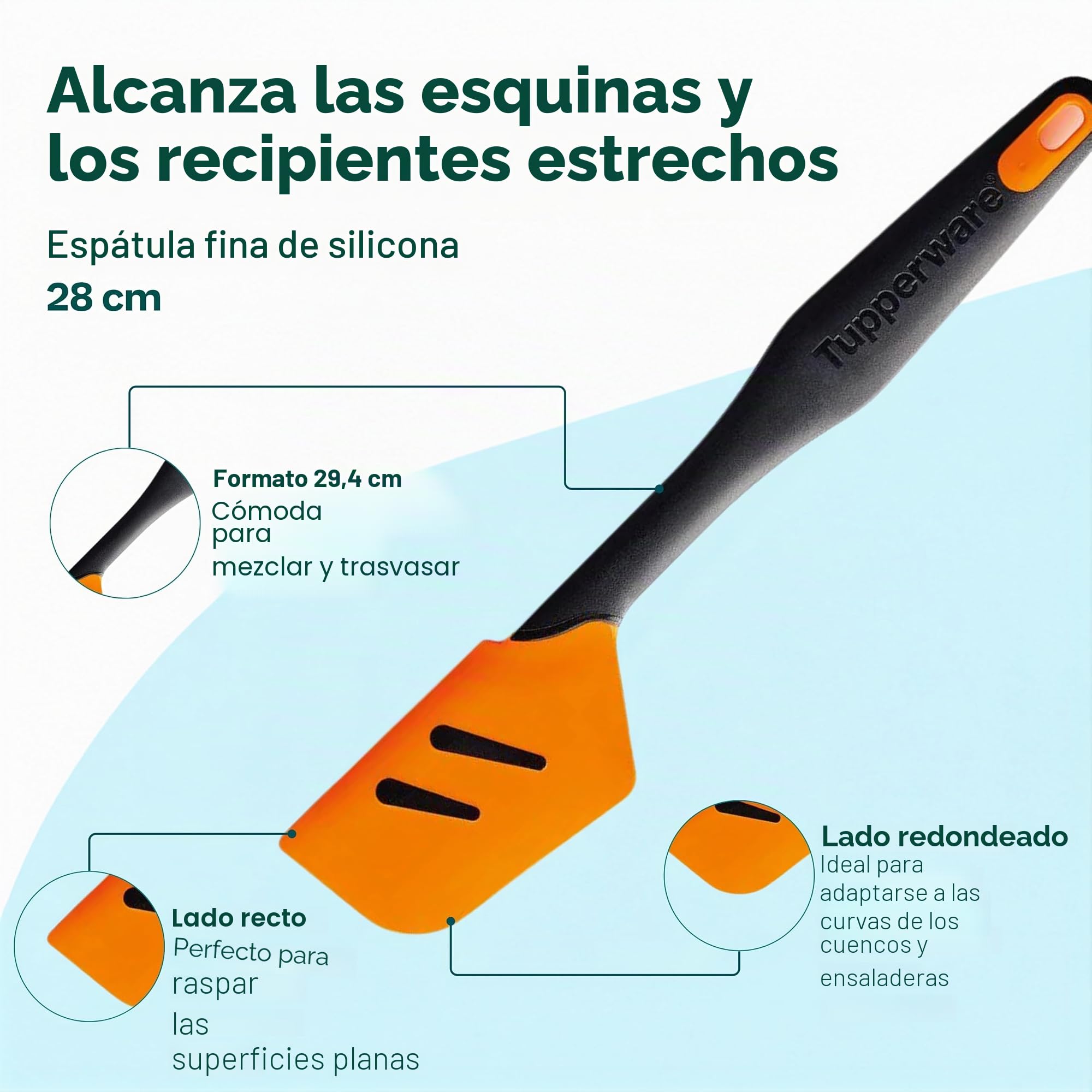 Tupperware D167 Top Rascador de ollas de silicona naranja grande de