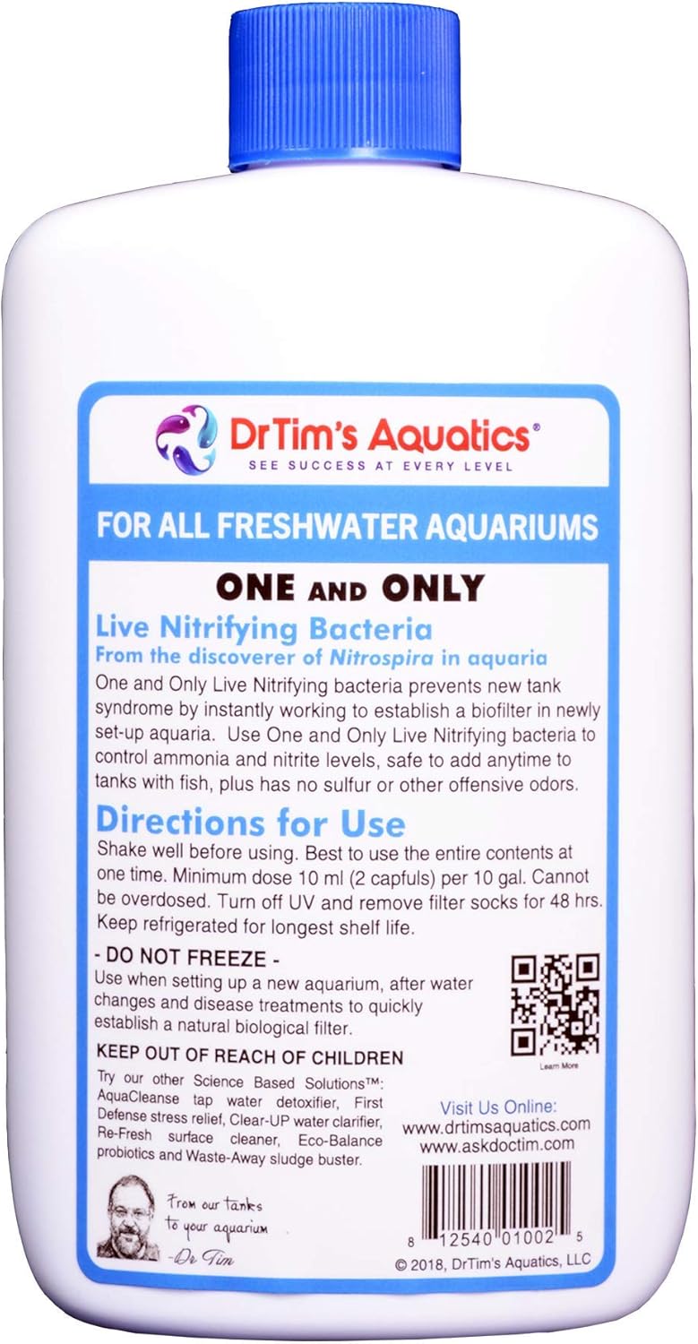 DrTim’s Aquatics One & Only for Freshwater Aquariums – 8 oz – Live Nitrifying Solution – Jumpstarts Cycling, Supports Biological Balance & Long-Term Water Stability