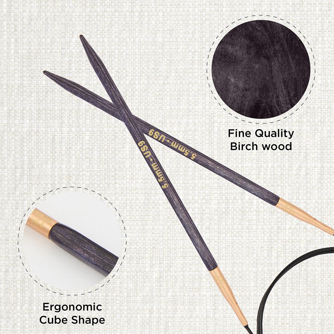 KnitPro J’Adore Cubics Fixed Circular Needles 32" 80cm, Lavender, 5.50mm - Image 2