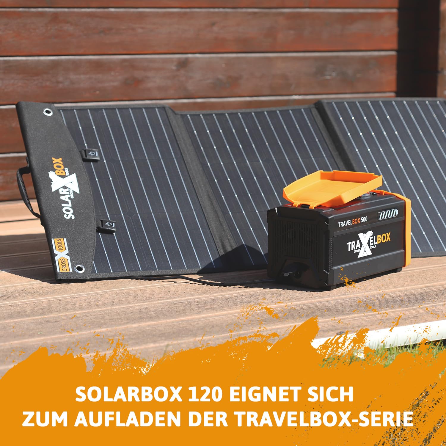 Cross Tools Solarbox 120 Składany Panel Słoneczny 120 W (W Zestawie 5 M Kabel Solarny/Usb-C/Usb 3.0, Panel Słoneczny Na Kemping, Festiwal, Do Kampera, Odporny Na Deszcz