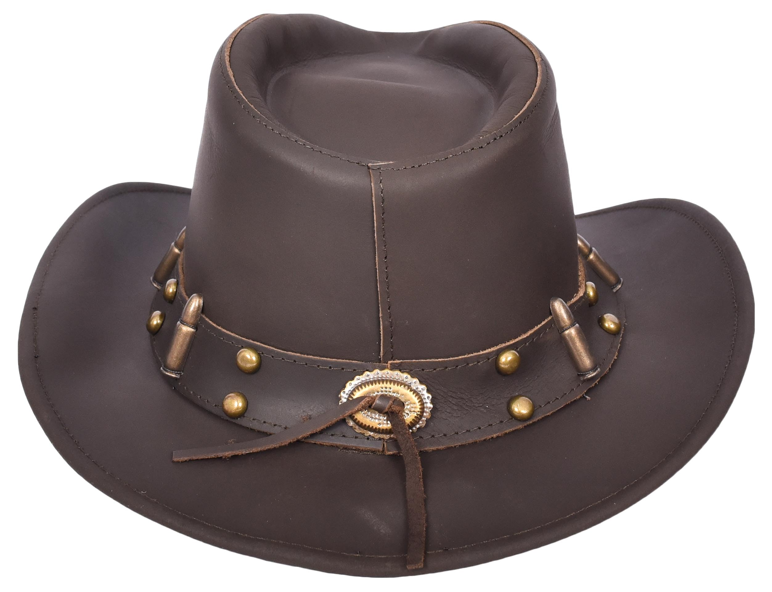Sombrero vaquero de piel auténtica, sombrero de arbusto australiano occidental, estilo bala, color marrón Denver