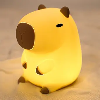 UNEEDE Cute Capybara Night Light, Novelty Animal Silicone Nursery Night Light Rechargeable Table Bedside Lamp with Touch Sensor for Bedroom Living Room Squishy Capybara Stuff Boys Girls Gifts