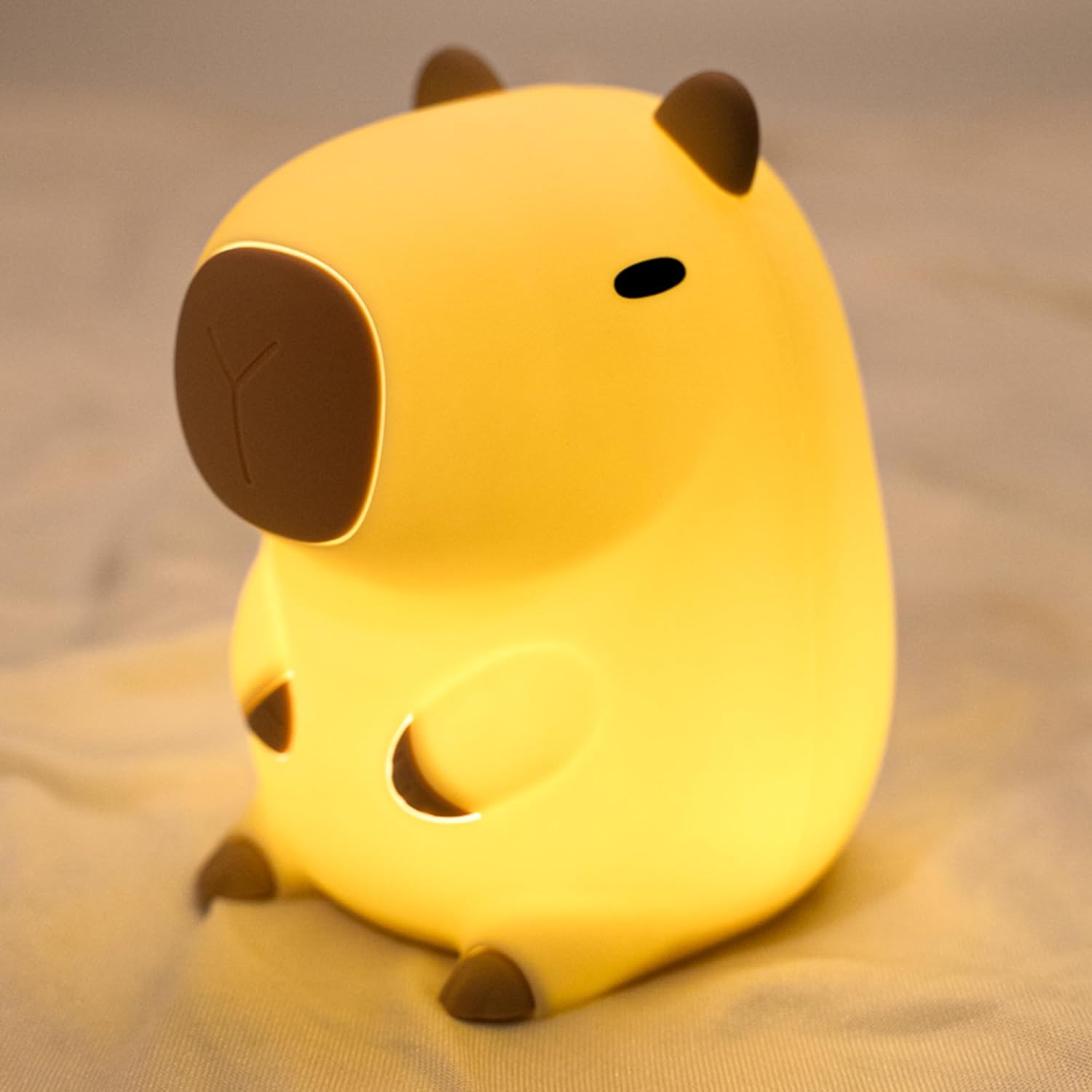 UNEEDE Cute Capybara Night Light Novelty Animal Silicone Nursery Night Light Rechargeable Table Bedside Lamp with Touch Sensor