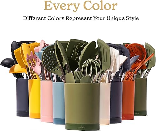 Miniatura 6 de SMIRLY Juego de utensilios de cocina  Juego de utensilios de cocina de silicona de 26 piezas, juego de espátula con soporte, mango de acero