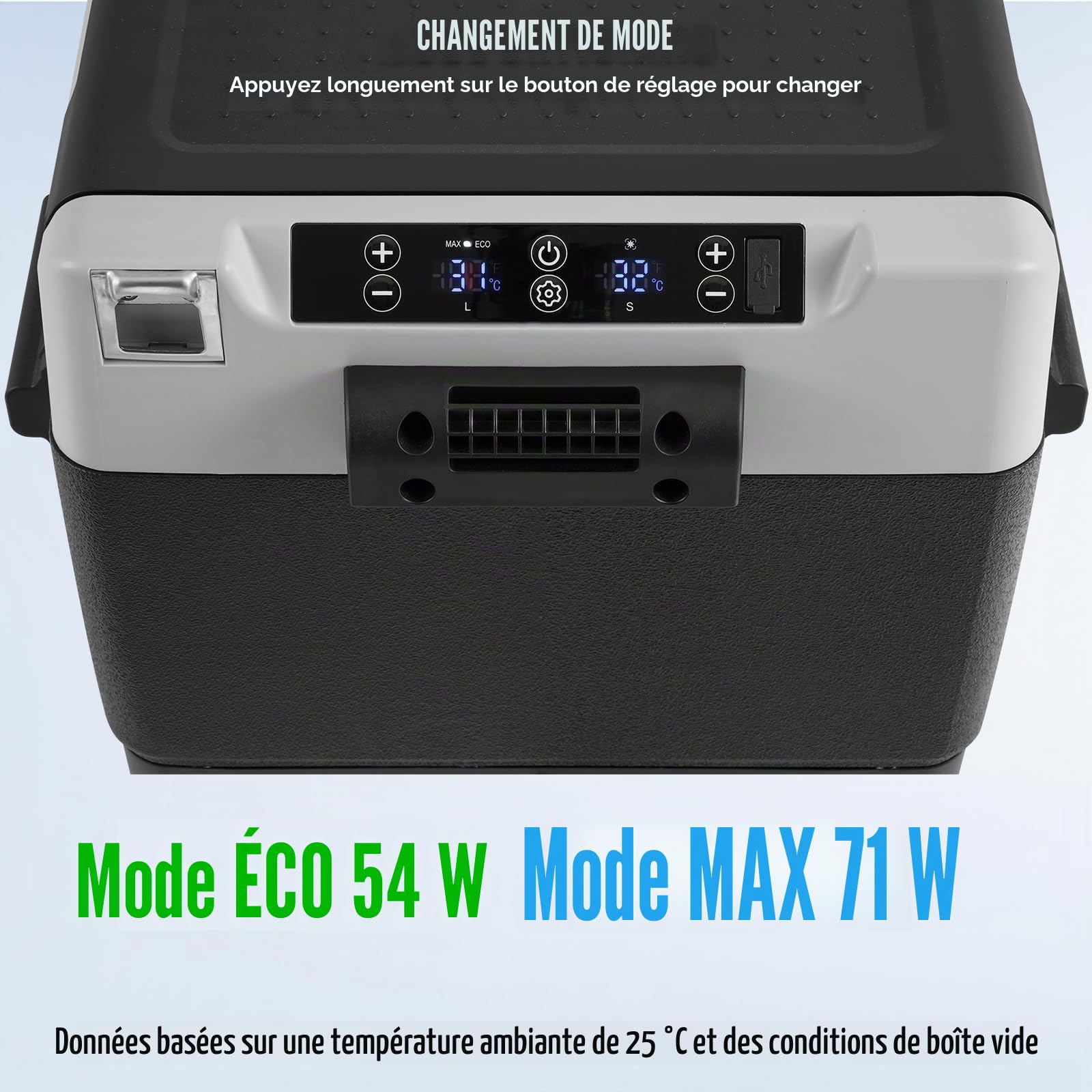 VEVOR Réfrigérateur Portable 58 L, Mini Frigo de Voiture su Roulettes 12 V, Glacière à Double Zone Température Réglable -20 °C à 20 °C, Congélateur à Compression pour Maison Camion Bateau Camping