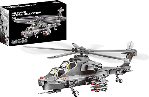 Miniatura 3 de Apostrophe Games Paquete de bloques de construcción de la Fuerza Aérea (F-15 Fighter Jet & Attack Helicopter) compatible con los ladrillos de