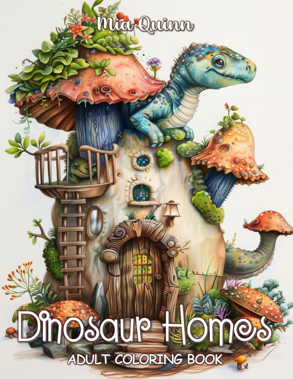 Dinosaur Homes Adult Coloring Book: Explore 50 Fantasy Fairy Homes for Adults Relaxation, Stress Relief (Fantasy Homes Coloring Books)