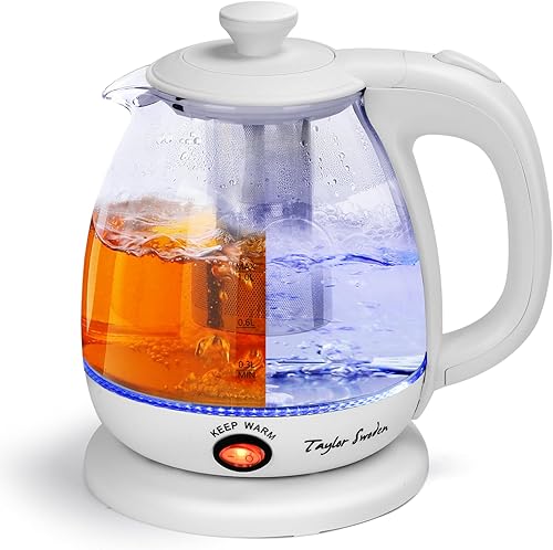 Taylor Swoden Electric Kettle with Tea Infuser, 1L Small Electric Tea Kettle with Keep Warm, LED Light Hot Water Boiler & Heater for Coffee & Tea,