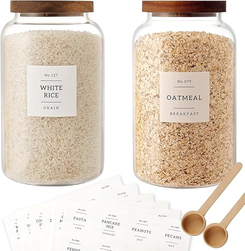 CZSZYGHBAO 2 tarros de vidrio grandes con tapa hermética, tarros de vidrio para almacenamiento de alimentos para té, especias, cereales, huevo,