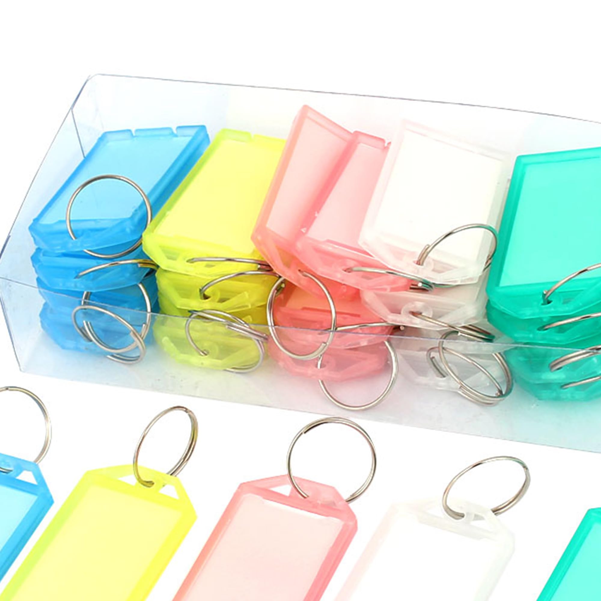 Sourcingmap 25pcs Key Tags, Plastic Key Labels with Ring 5 Colors ...