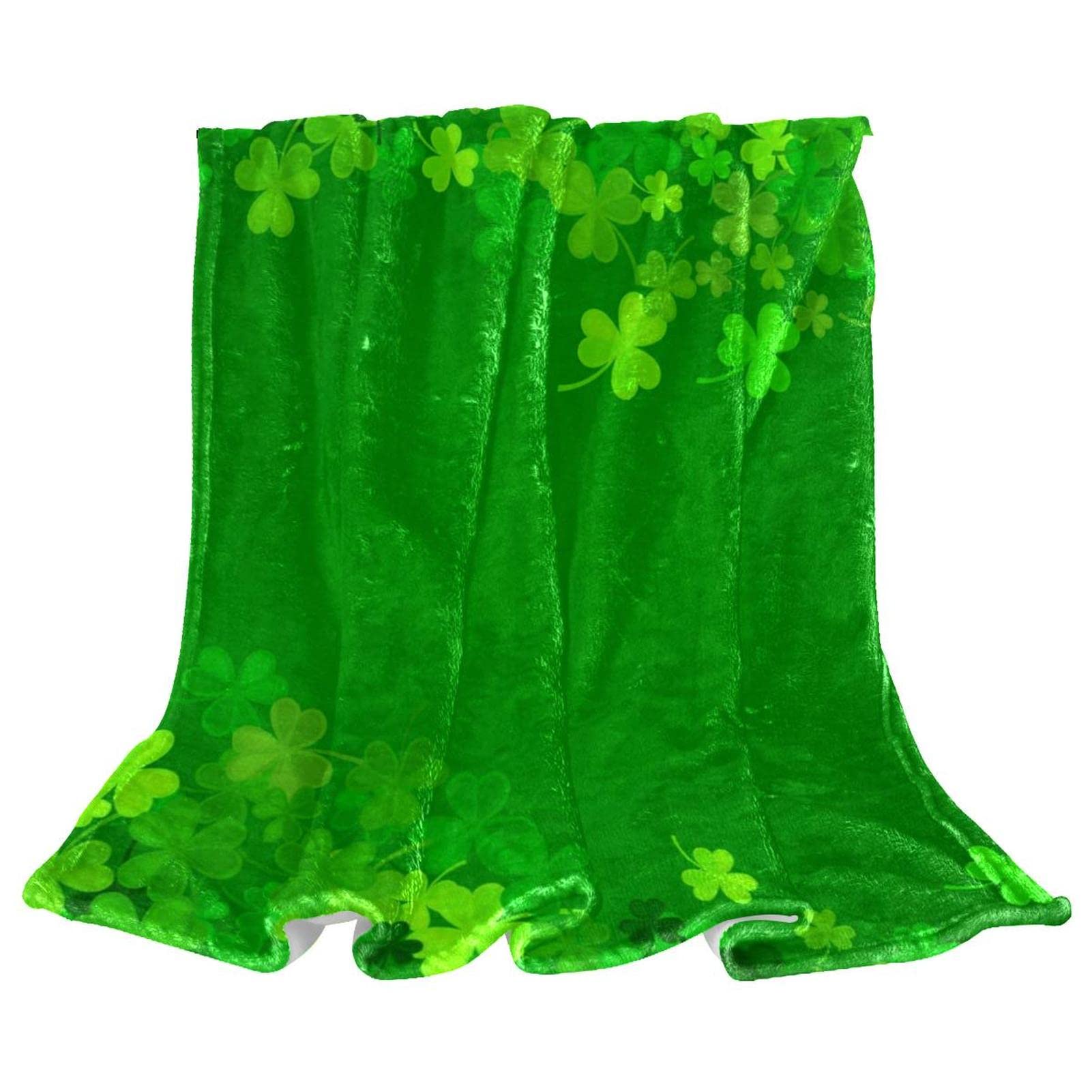 Couverture Polaire Ultra Douce Motif Feuilles Vertes Imprimé Saint-Patrick