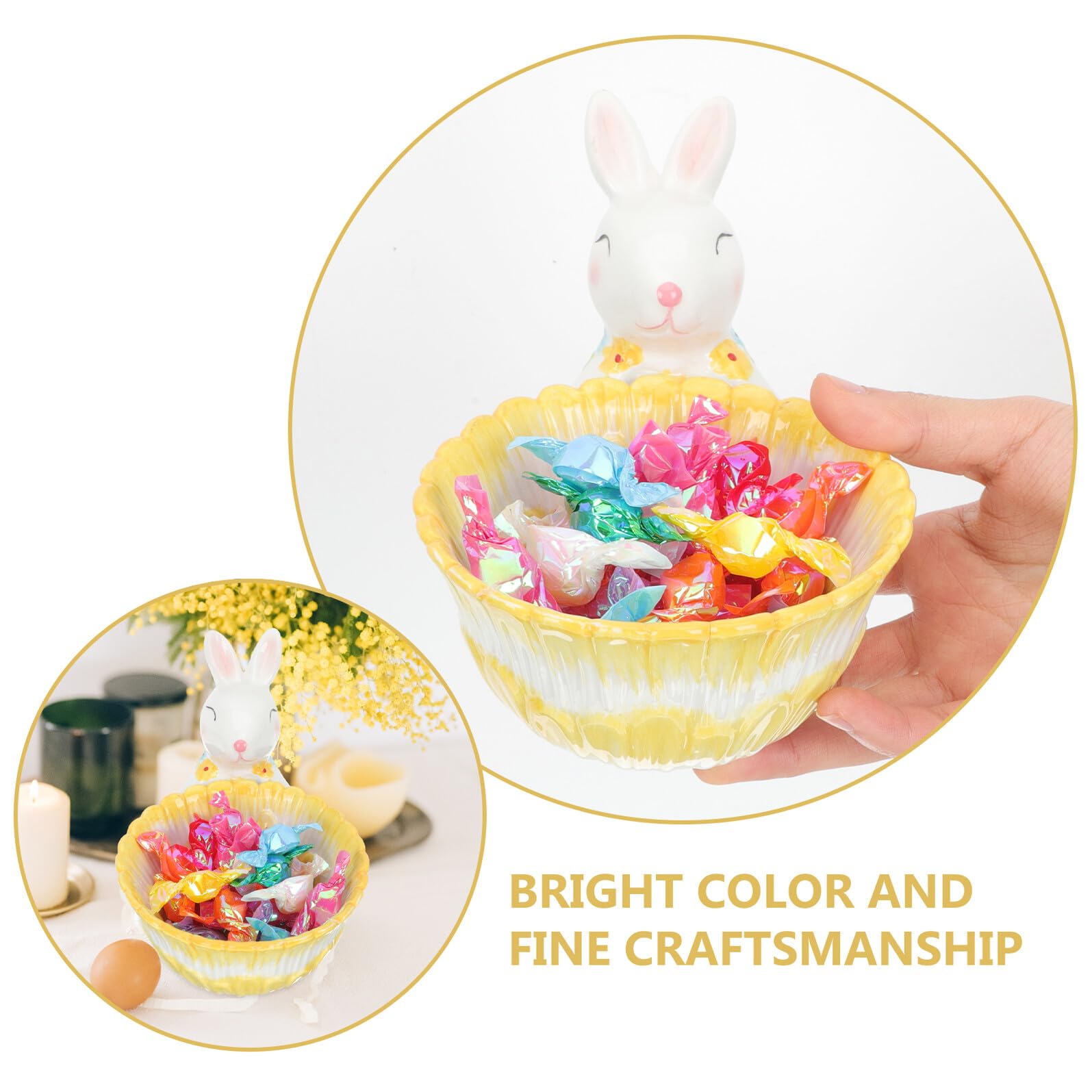 Toyvian Decorazione Pasquale da Tavolo a Forma di Cestino Coniglio in Ceramica, Ciotola Portaoggetti per Snack e Caramelle, Ornamento Leggero per Casa, Ufficio e Feste di Pasqua