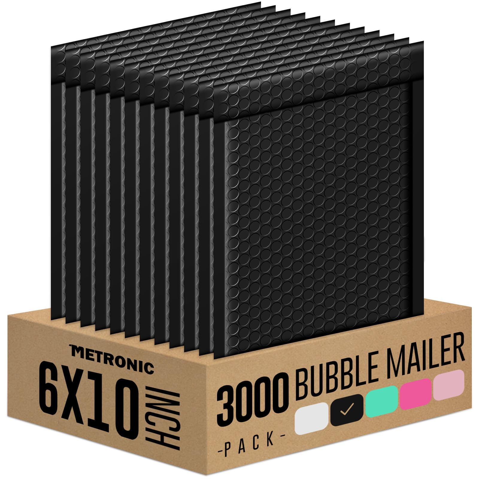 Metronic Bubble Mailers 6x10 Inch 3000 Pack Black Waterproof Bubble Mailer