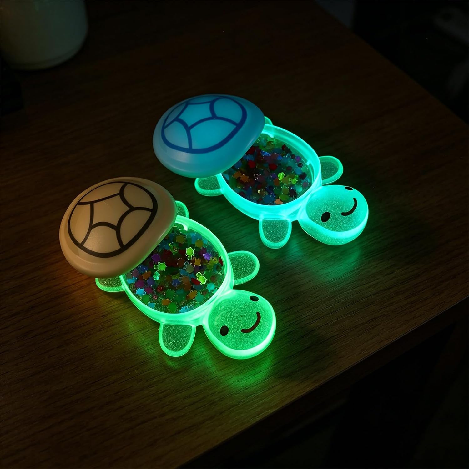Glow-in-the-dark Mini Resin Turtle Storage Box with 402pcs Turtle-shaped Figurines, Plastic and Resin Material, Encourages Tidying and Resists Slipping, for Drawers Random Color