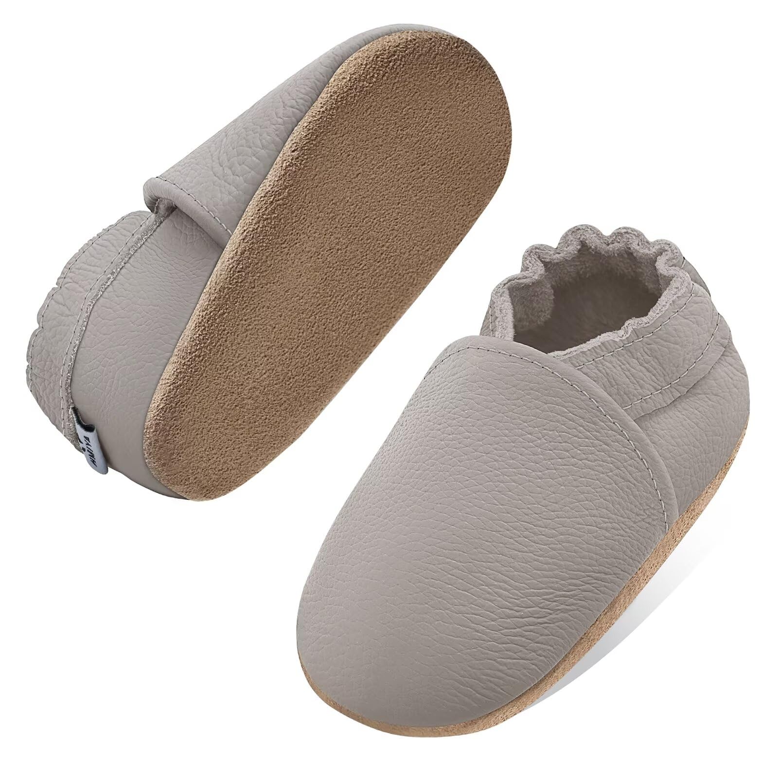 HMIYA Weiche Leder Krabbelschuhe Babyschuhe Lauflernschuhe mit Wildledersohlen für Jungen und Mädchen 0-6 Monate 6-12 Monate 12-18 Monate 18-24 Monate