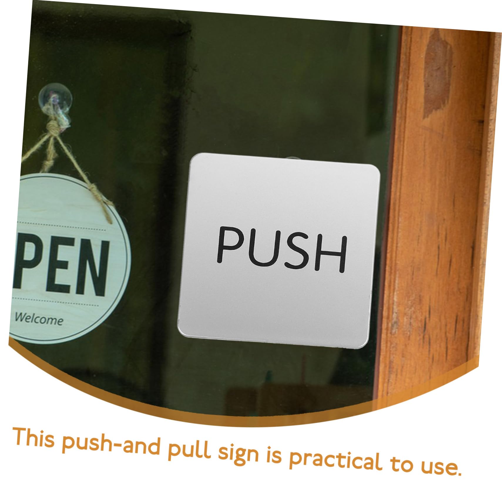 Uonlytech 4 Sätze Hausschild Tür handhaben drücken Schieber Push-and-Pull-Identifikationsschild Shop-Push-Schilder Schild speichern Push-Pull-Zeichen Identifikationszeichen Acryl Silber