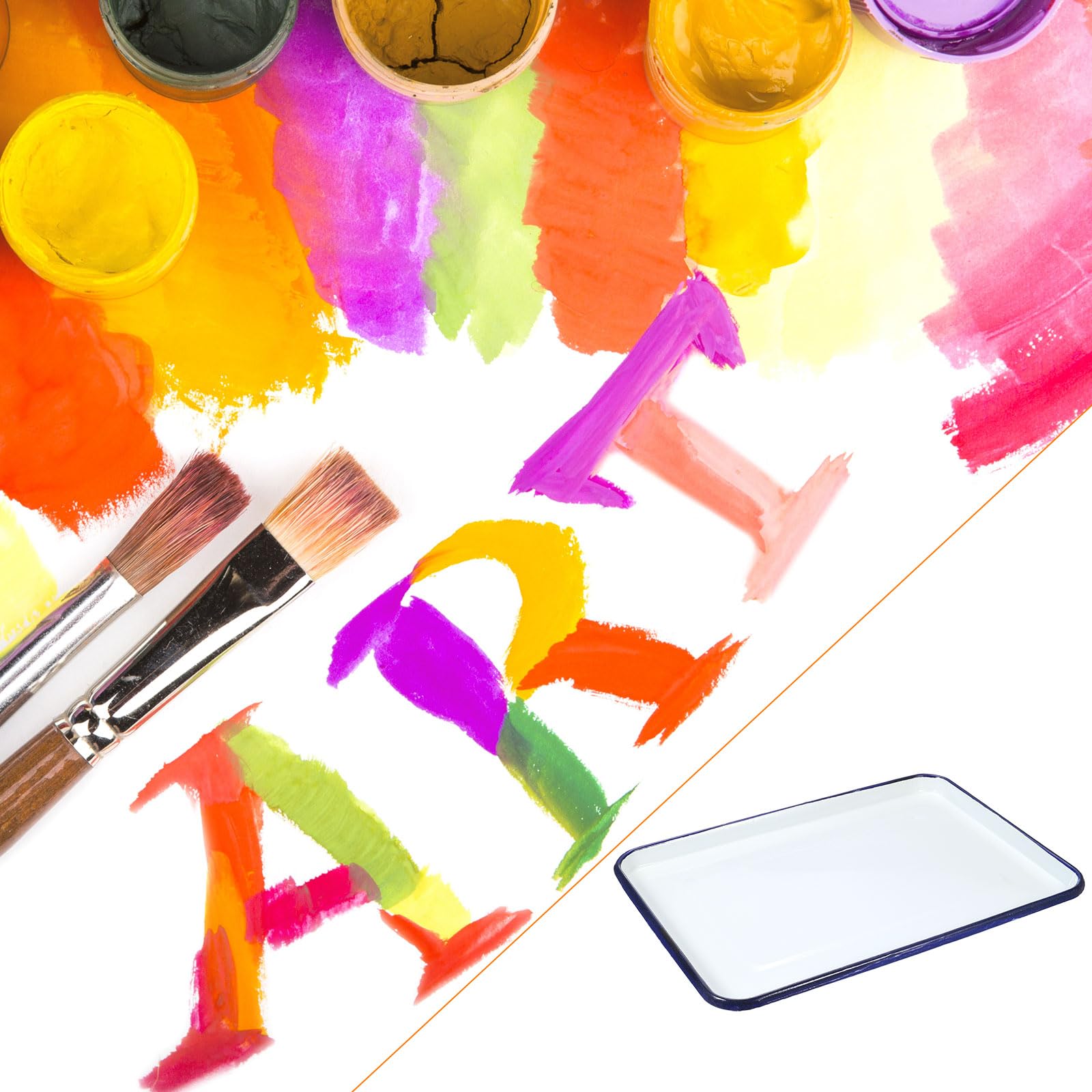 sourcing map 4 bandejas de carnicero de 10 x 7.1 pulgadas, bandeja rectangular de metal con revestimiento de triple esmalte, soporte de suministros de arte para pintura artística y mezcla de colores