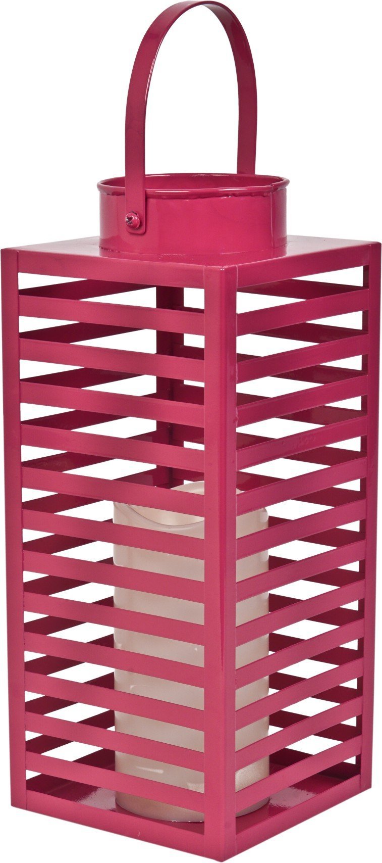 Firefly FFLMLBP Linear Metal Lantern With LED Candle - Pink