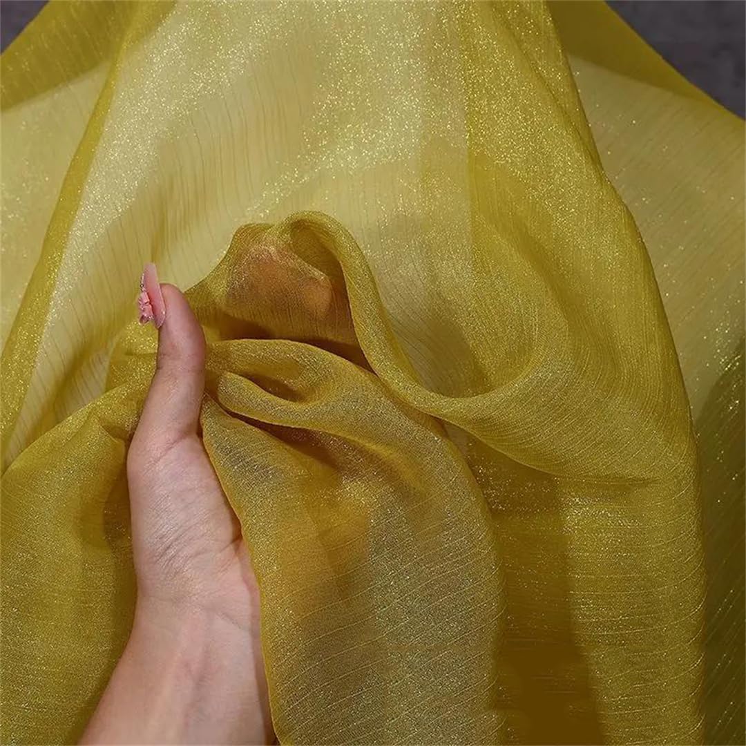 Organza Fabric, Organza Fabric By The Meter for Decoration Clothing Sewing Multicolor 100cm x 150cm(40 Yellow)