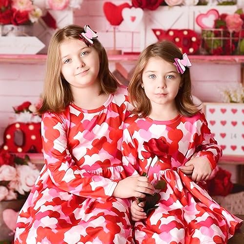 Miniatura 2 de 3 lazos para el día de San Valentín, lazos para el día de la madre, regalo de lazo rosa, patrón de corazón, horquilla, pinzas de cocodrilo, lazos