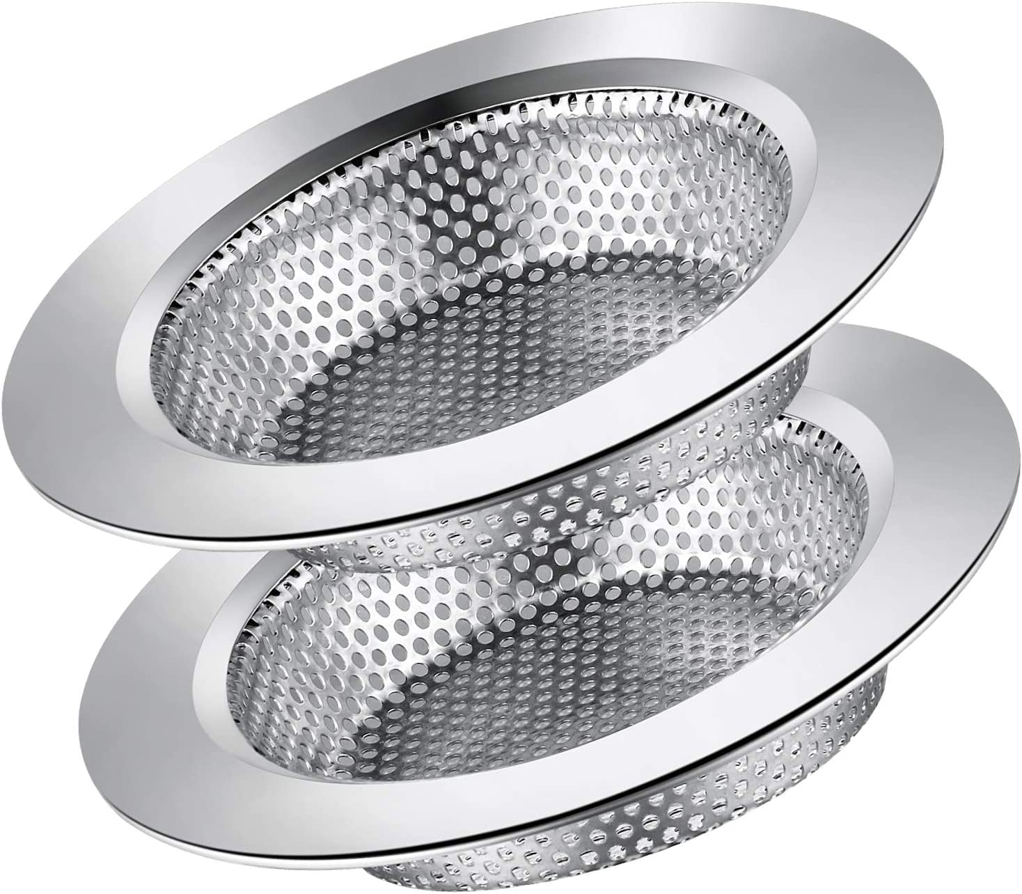 MAKINGTEC 2PCS Kitchen Sink Strainer, Anti-Clogging Sink Drain Filter Stainless Steel Sieve Food Particles Strainer Strainer Rustproof Kitchen Drain Hair Catcher for Most Sink Drains (4-1/2 inch)