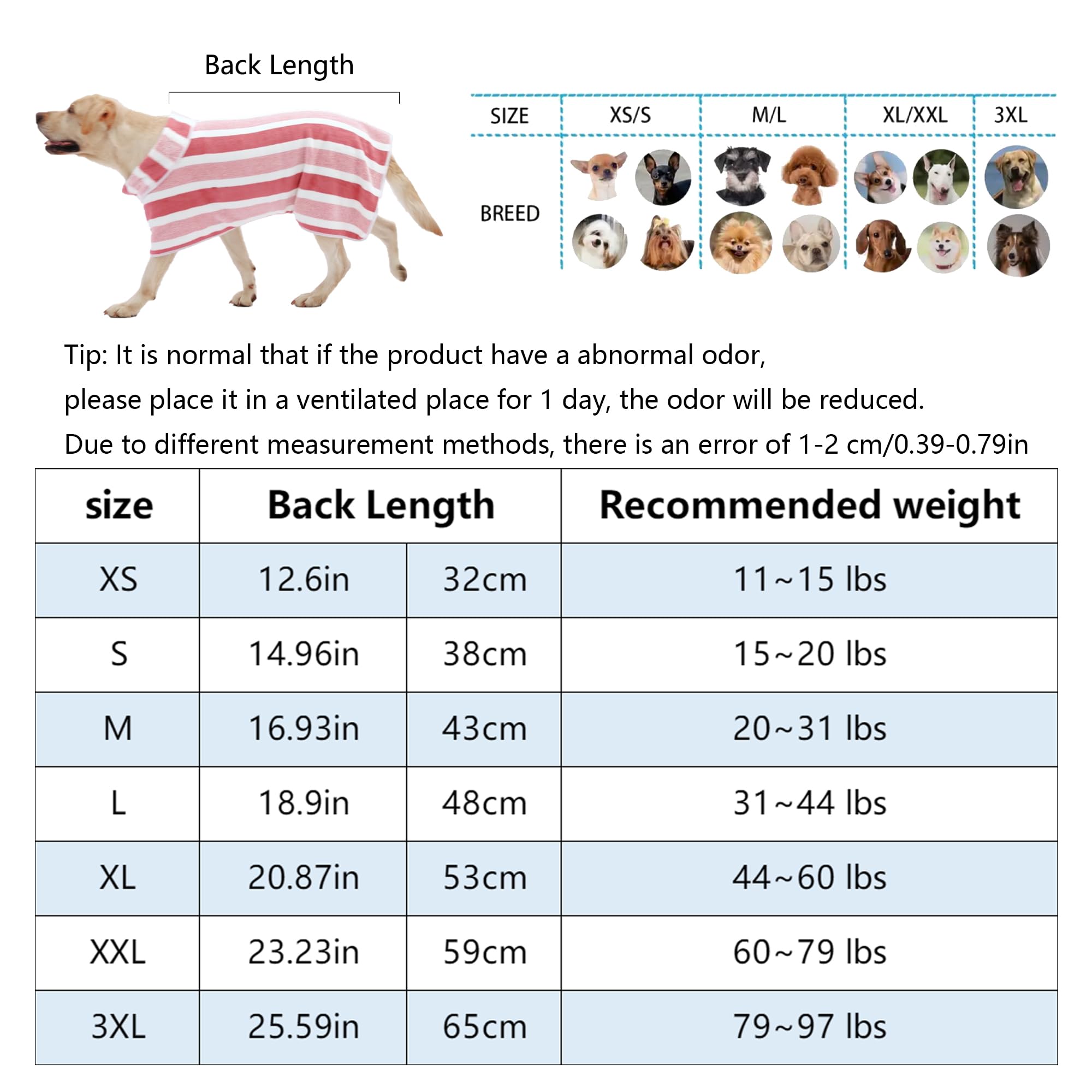 Accappatoio per cani ad asciugatura rapida a righe (verde, 2XL)