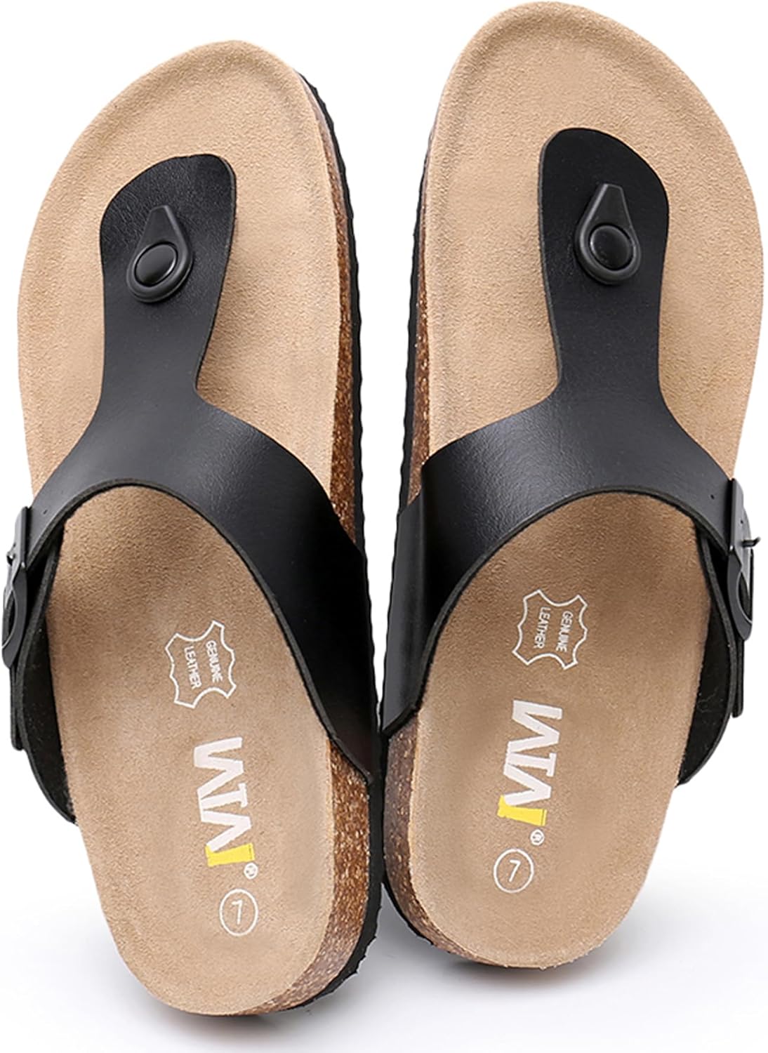 WTW Cork Footbed Womens Sandals Genuine Leather Insole Slides Sandals for Women Adjustable Buckle Summer Sandals Outdoor Walking - Image 4