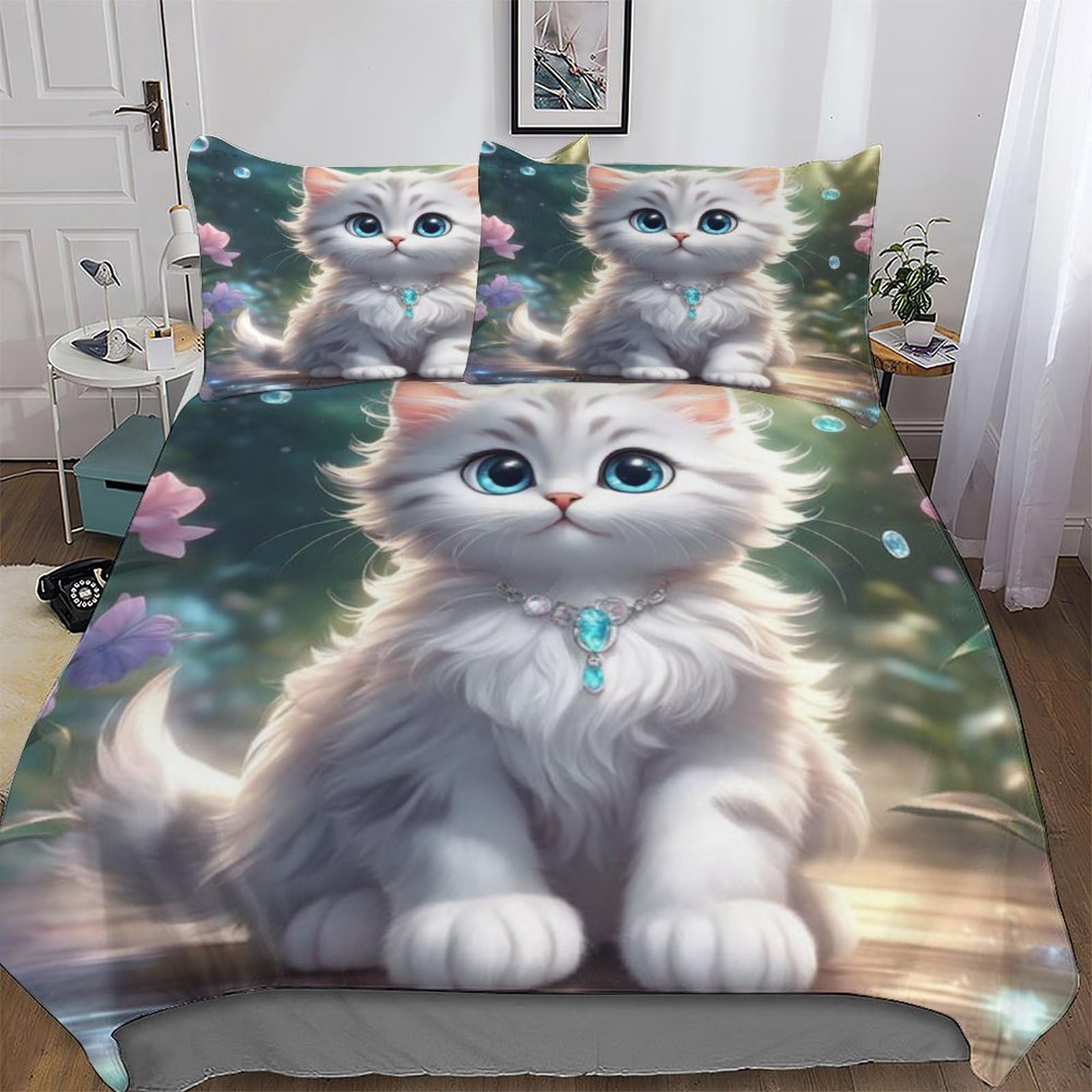 Housse de couette chat microfibre coton haute qualité 200x200