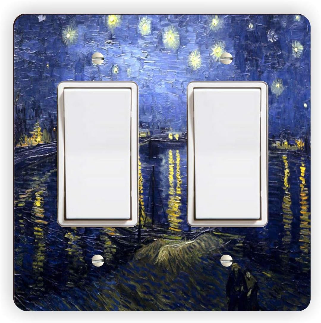 Van Gogh starry Night - Double Rocker Light Switch Cover - Double Rocker Switch Plate