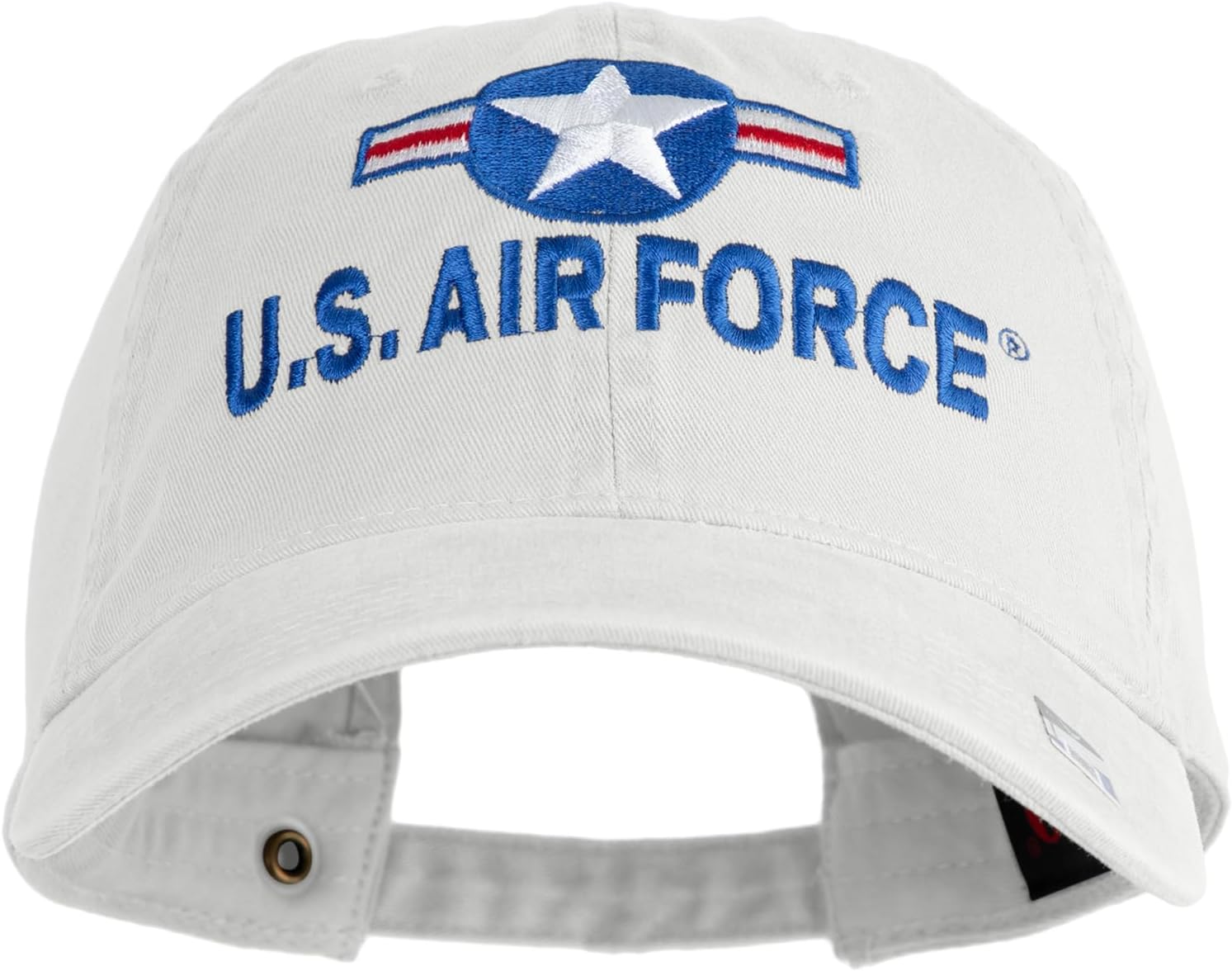 e4Hats.com U.S. Air Force Roundel Embroidered Washed Solid Pigment Dyed Cotton Twill Brass Buckle Cap